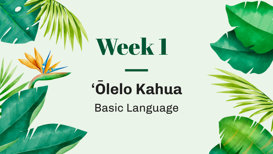Week 1 ʻŌlelo Kahua Basic Language
